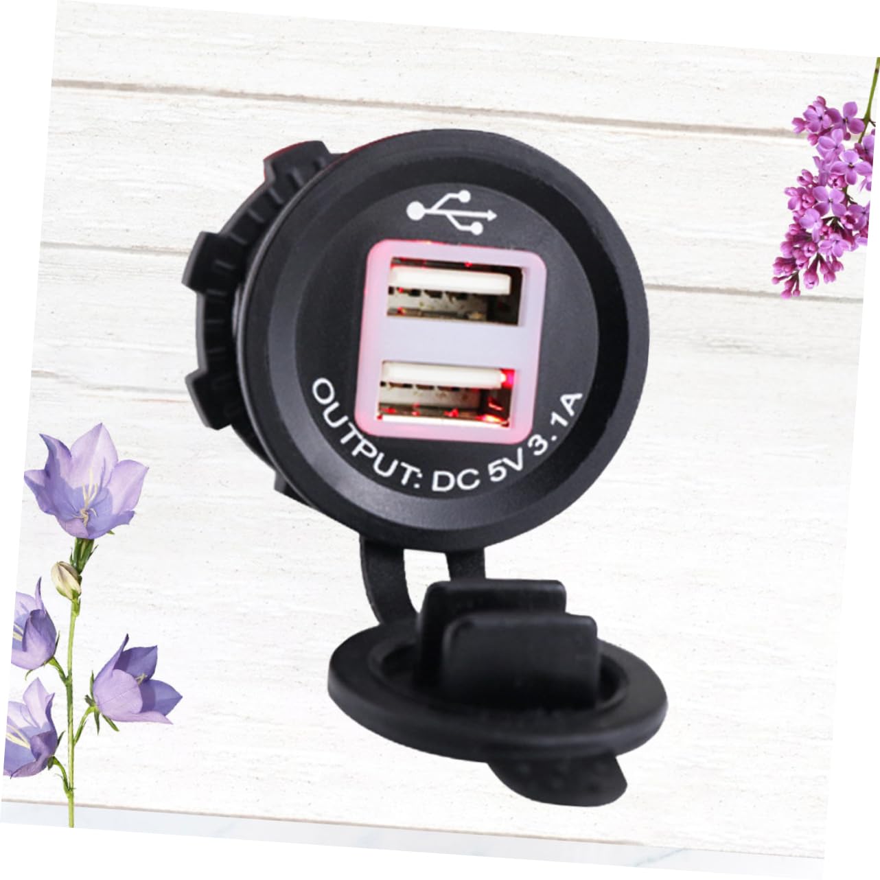 PartyKindom 3pezzi Caricatore Usb Doppio Per Auto e Presa Carica Cellulare Per Veicoli Adatto Per e Tablet Con Luce Rossa Nero