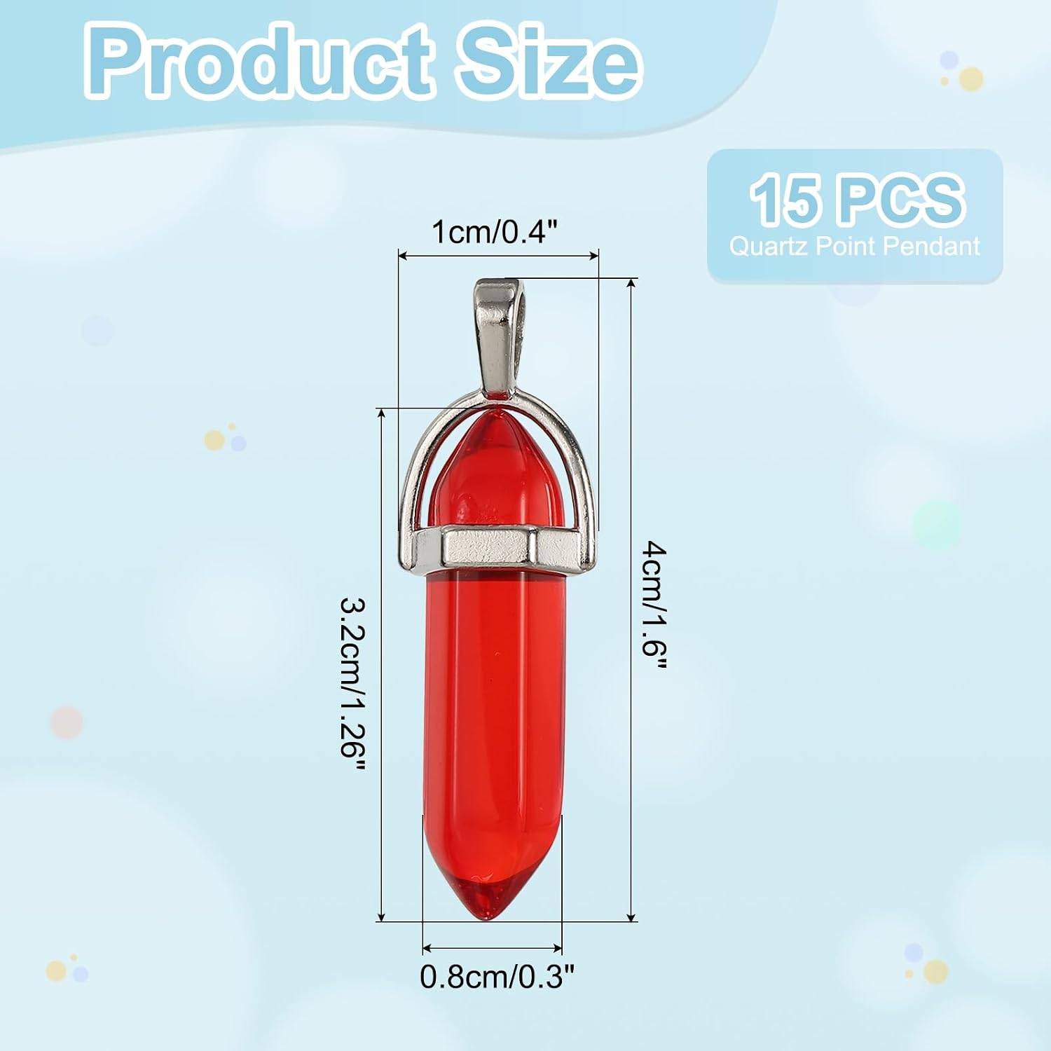 uxcell 15 Pcs Hexagonal Crystal Pendant, Quartz Point Glass Pendant Gemstone Necklace Beads Jewelry Quartz for Women Necklace Jewelry Making DIY image 2