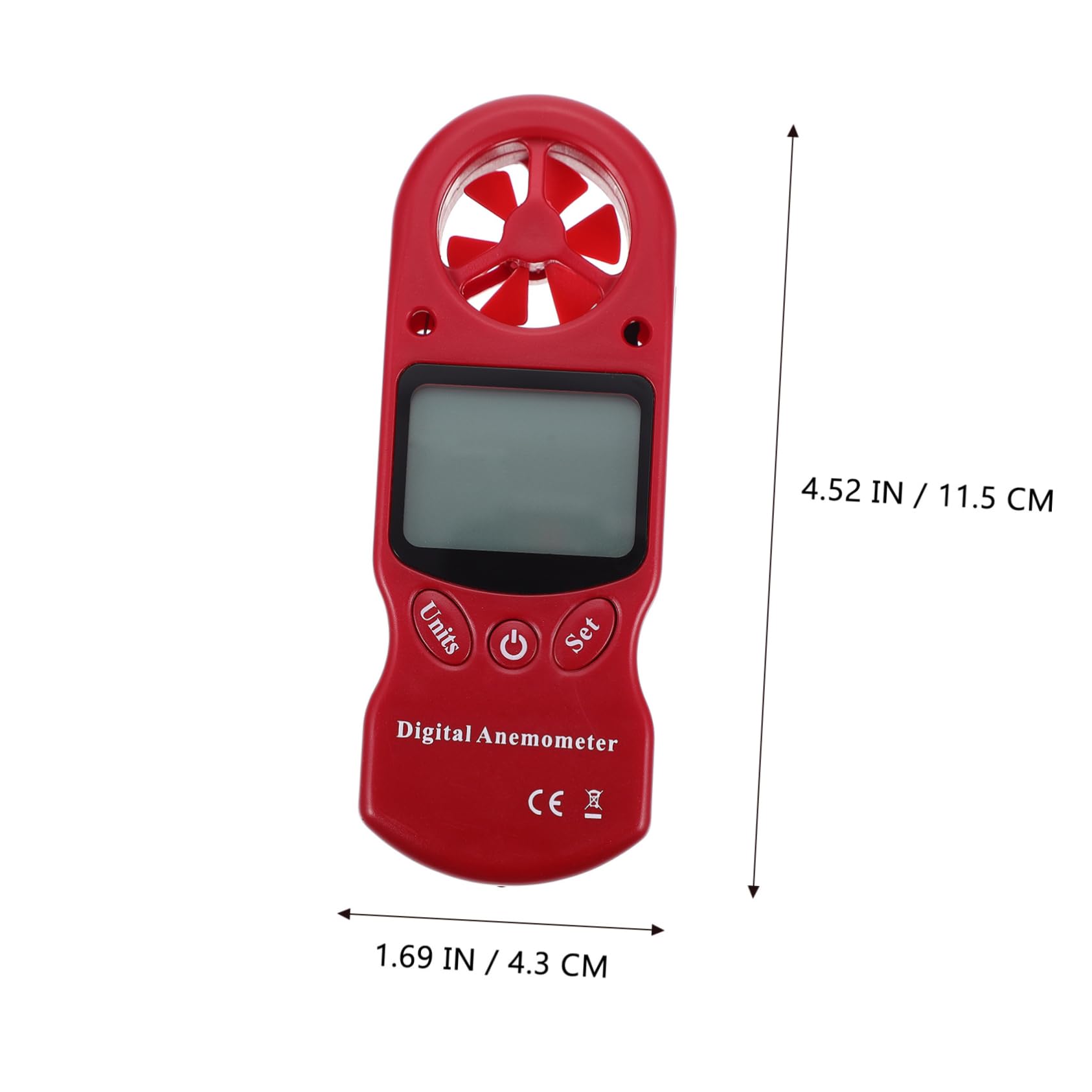 Anemometro Digitale Portatile con Termoigrometro, Misuratore di Velocità del Vento con Schermo Lcd Retroilluminato, Struttura in Plastica, 6 Pale per Sistemi di Ventilazione