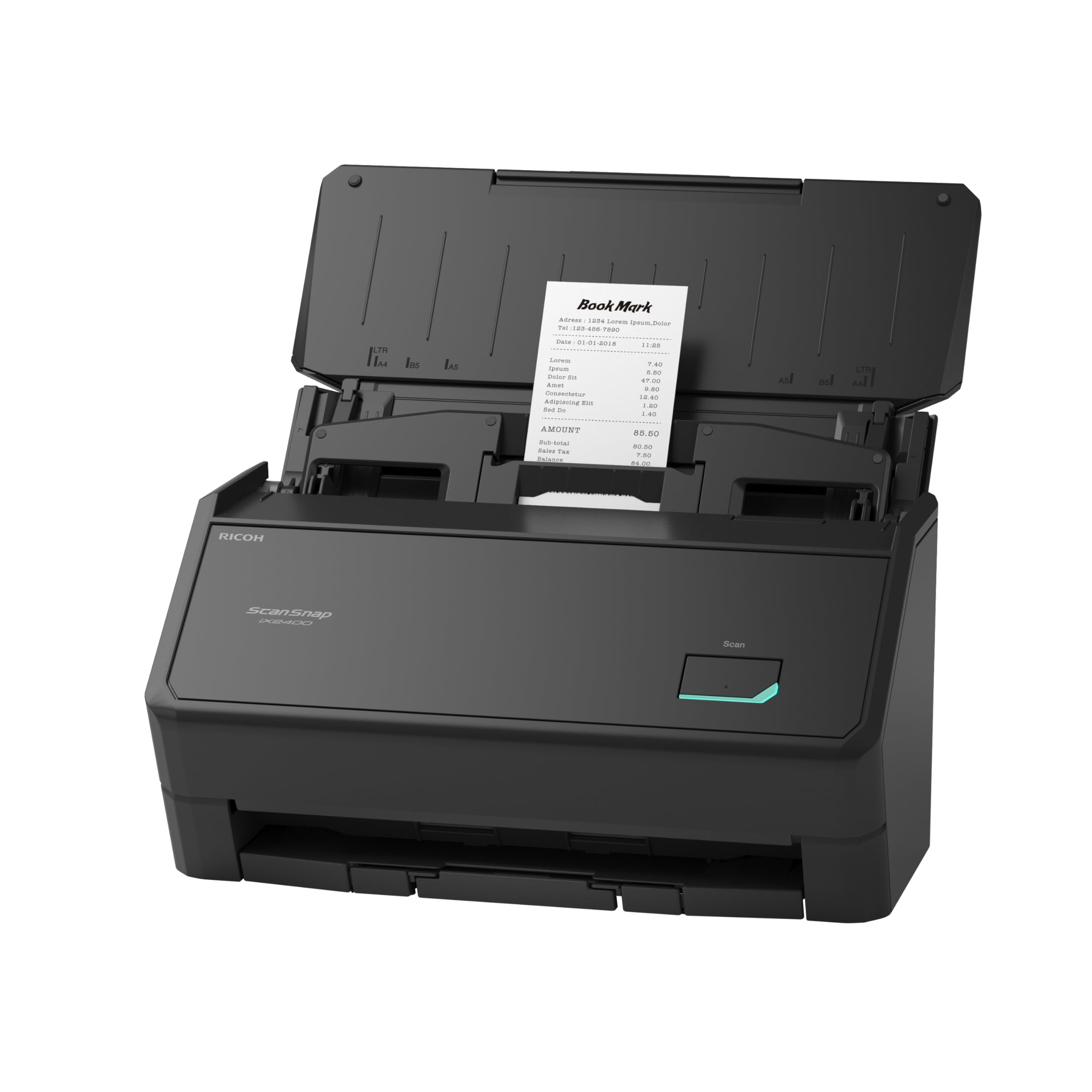 ScanSnap iX2400 A4 Document Scanner (Black) - Incluye software PDF de tungsteno, 45 ppm dúplex, alimentador automático de documentos, USB 3.2, Wi-Fi y Bluetooth, escáner de oficina de alta resolución