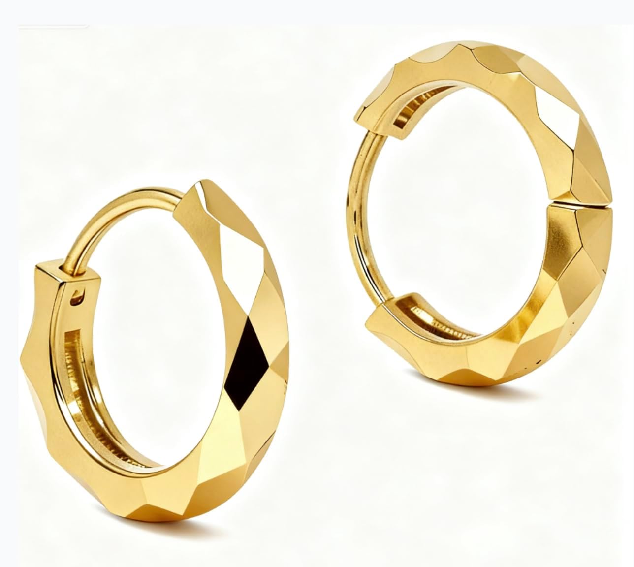 2026Geometric Faceted Gold Hoop Earrings for Women - Minimalist Huggie Hoops, Hypoallergenic Alloy, Trendy Statement Jewelry - Image 7