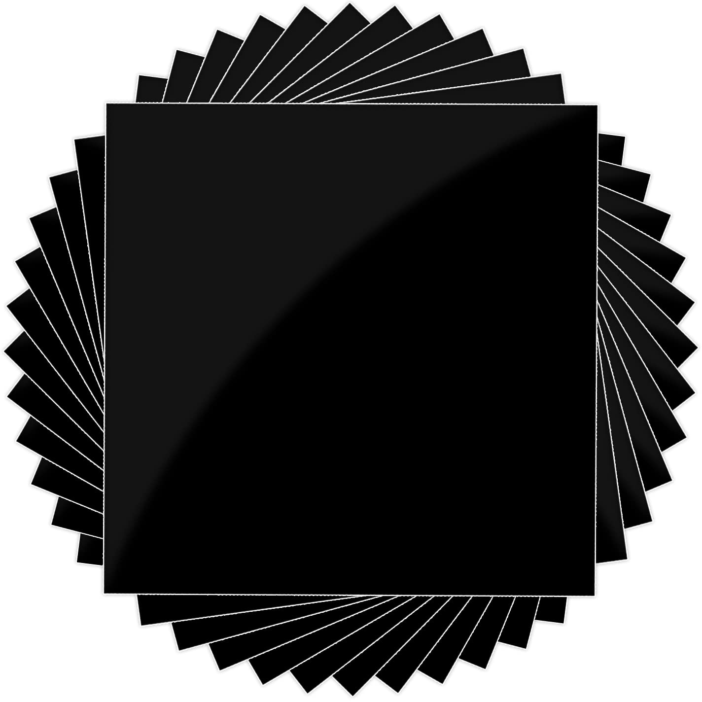 Glossy Black Permanent Vinyl for Cricut - 12 Pack Lya Vinyl Permanent Outdoor Vinyl, 12"x12" Self Adhesive Vinyl Sheets for Decor Sticker, Party Decoration, Car Decal