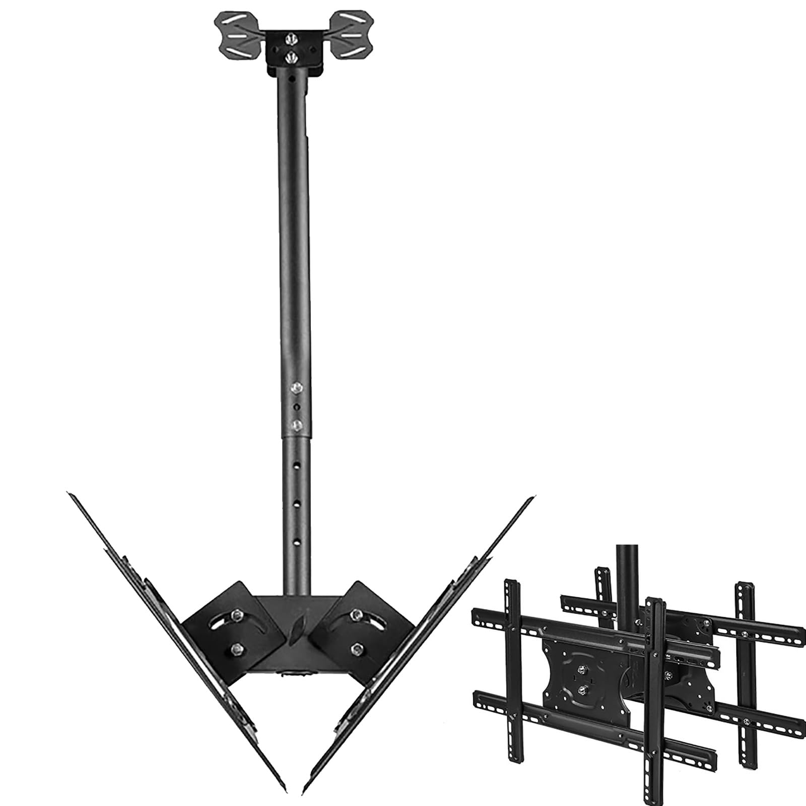 Soporte de techo de doble cara para TV, soporte telescópico para TV, soporte de pared ajustable para televisores de pantalla plana de 32 a 65 pulgadas, se adapta a techos planos y abovedados, espacio