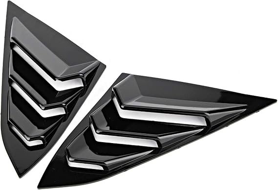 Car Window Side Vent, Side Window Vent Trim, Rear Window Vent Outlet Louver Fender Trim Glossy Black Fits for Honda Civic 2016-2019