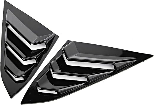 Car Window Side Vent, Side Window Vent Trim, Rear Window Vent Outlet Louver Fender Trim Glossy Black Fits for Honda Civic 2016-2019