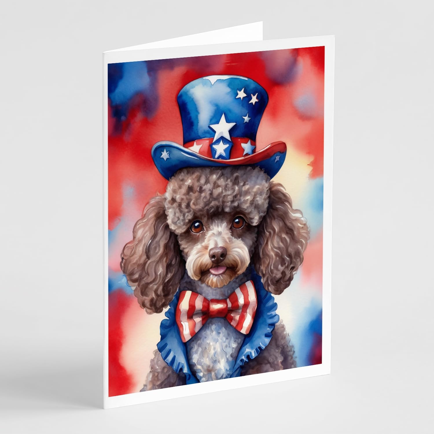 Caroline's Treasures Poodle Patriotic American Greeting Cards Pack of 8 Blank Cards with Envelopes Whimsical A7 Size 5x7 Blank Note Cards