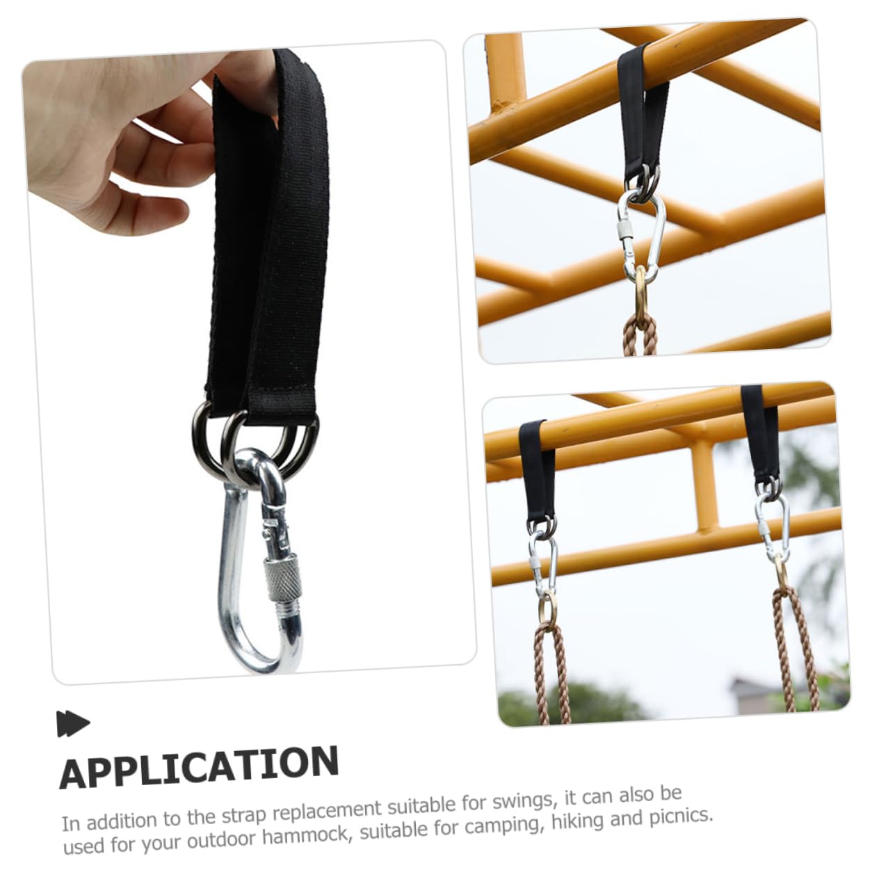 HEMOTON 5 Ensembles Sangle De Boucle Swing Balançoire De Plein Air Remplacement Bretelles Cordes Suspendues Sangles d'arbre pour Hamac en Polyester Black 5 Pièces * 5