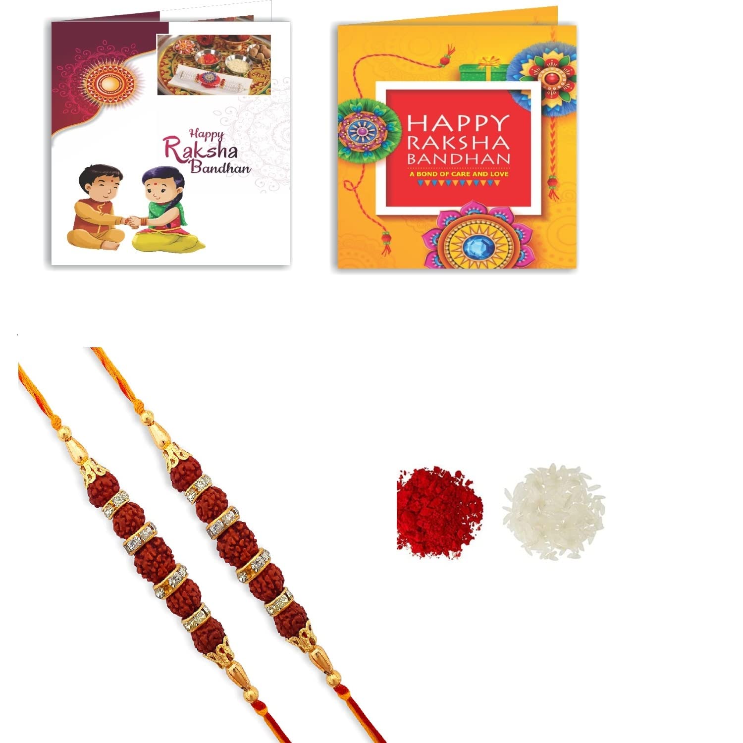 Gisborne Five Studed Rudraksha Rakhi and Rakhi Card (Set of 2) (B0B556CH4B) Amazon Price History, Amazon Price Tracker