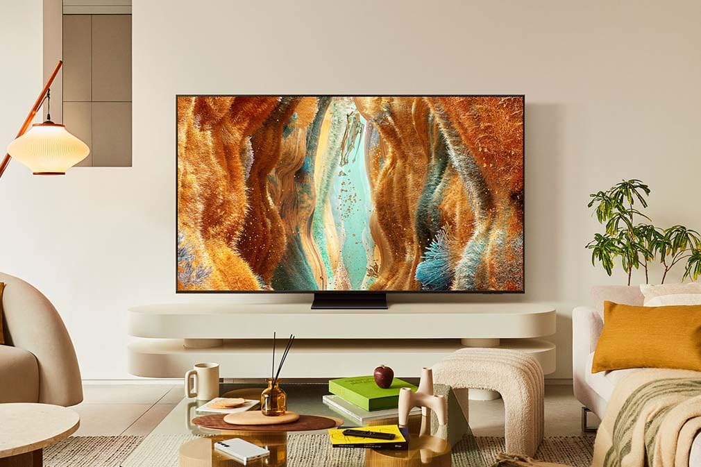 Samsung Neo QLED 4K QN70F 55 Zoll (138 cm) Mini LED Fernseher, Optimiert für Fussball, NQ4 AI Gen2 Prozessor, Quantum Matrix Technology Slim, Motion Xcelerator, Samsung Vision AI Smart TV