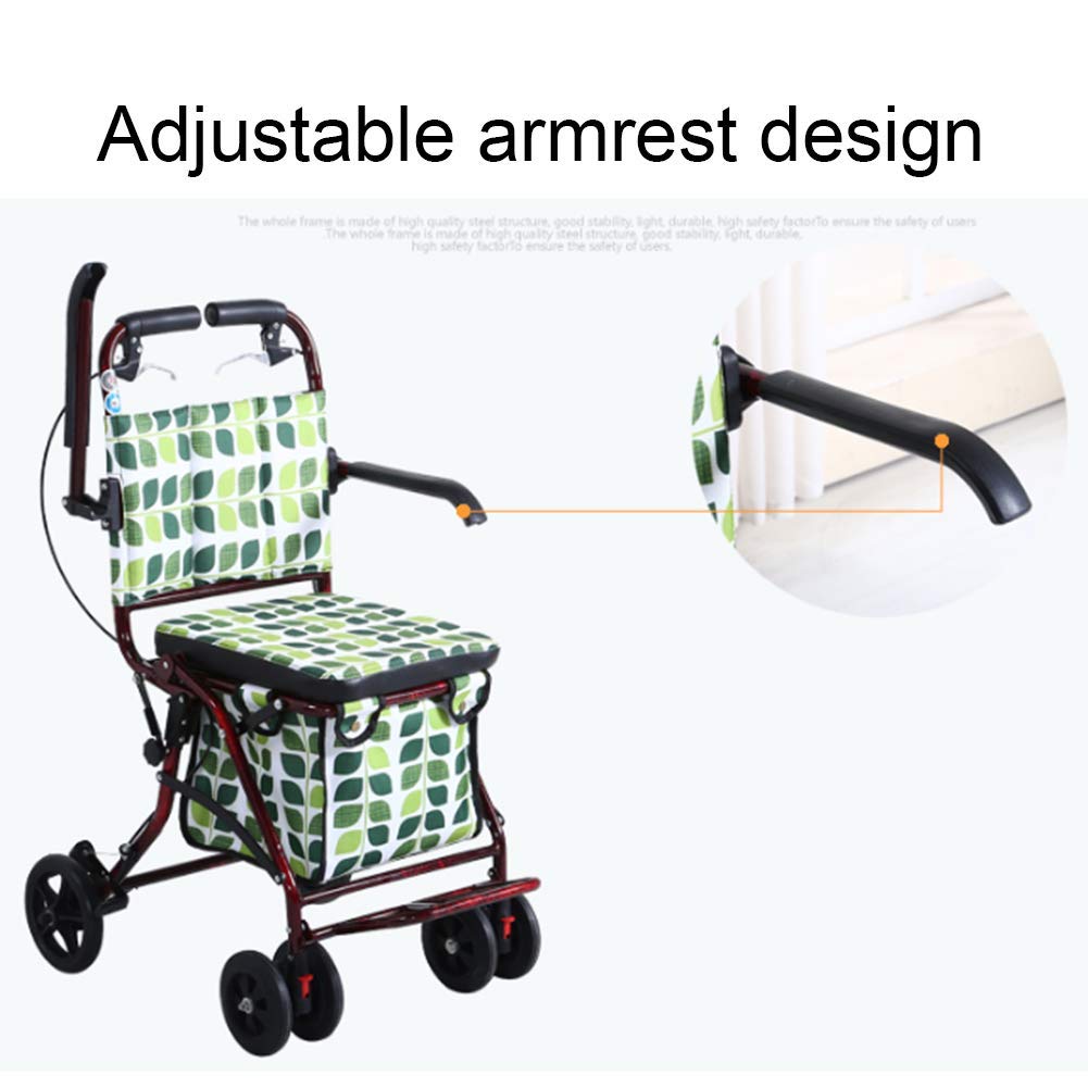 Rollator 4-kołowy składany chodzik chodzik z koszykiem na zakupy Wyściełany wózek do siedzenia Pomoce dla osób niepełnosprawnych Interesting