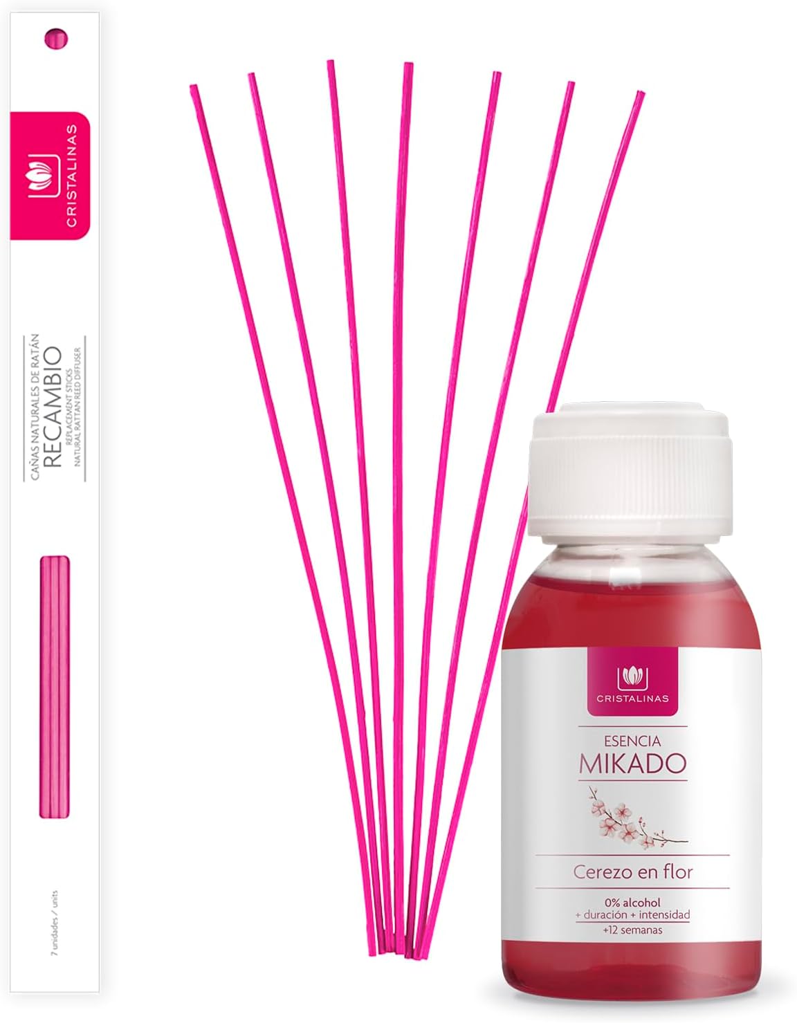 CRISTALINASReed Diffuser Refill, Fragrance Oils, Essential Oils, 100Ml / 12 Weeks, 0% Alcohol, Cherry Blossom Dream