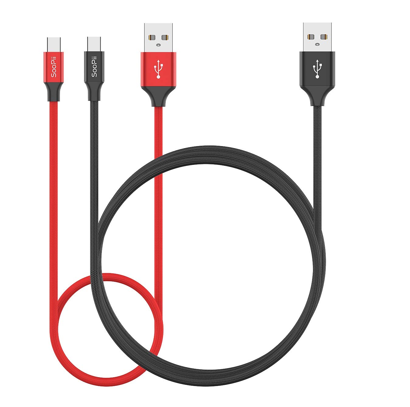 Soopii Type c Reversible Fast Charging Charger USB Data Charge and Sync Cable - Pack of 2, (1.2 Meter, 30 CM) (Black and Red) (B076HMZ9WW) Amazon Price History, Amazon Price Tracker