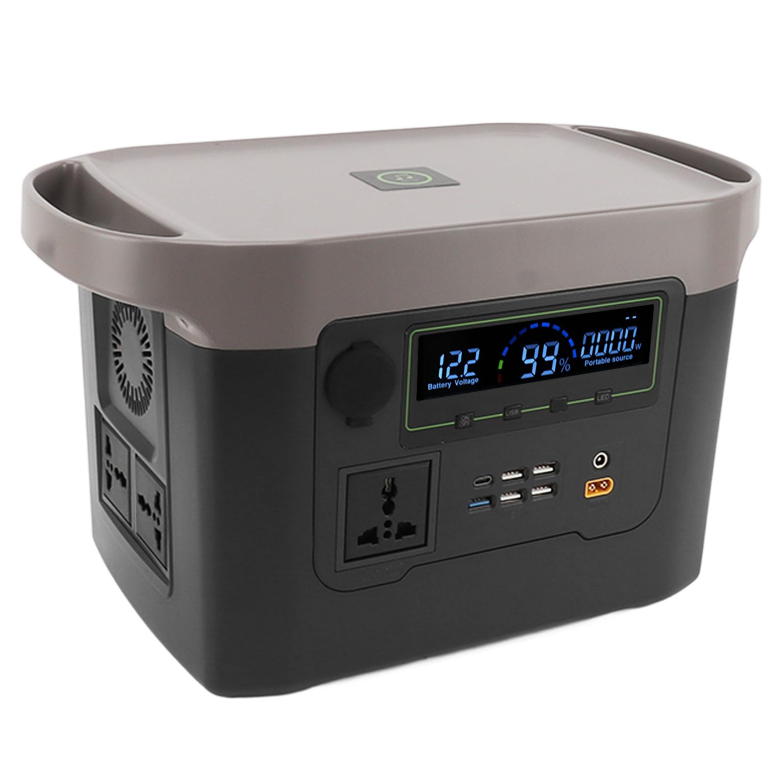 Fdit Estación de Energía Portátil 500W 460Wh, Onda Sinusoidal Pura con 5 Puertos USB y Toma de CA Tipo C, Generador Solar 100W para Acampar, Emergencias en el Hogar, (Enchufe europeo de 220 V.)