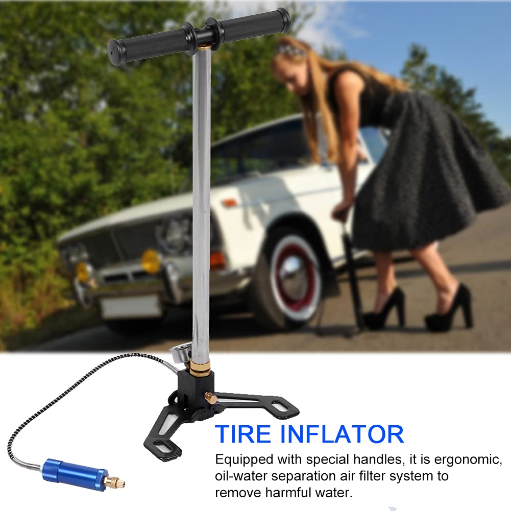 Bomba de Alta Presión 30mpa/40mpa Inflador Manual de Neumáticos con Separador de Agua y Aceite para Automóviles, Motocicletas, Neumáticos de Goma para Botes Acero Inoxidable, Plegable, Diseño
