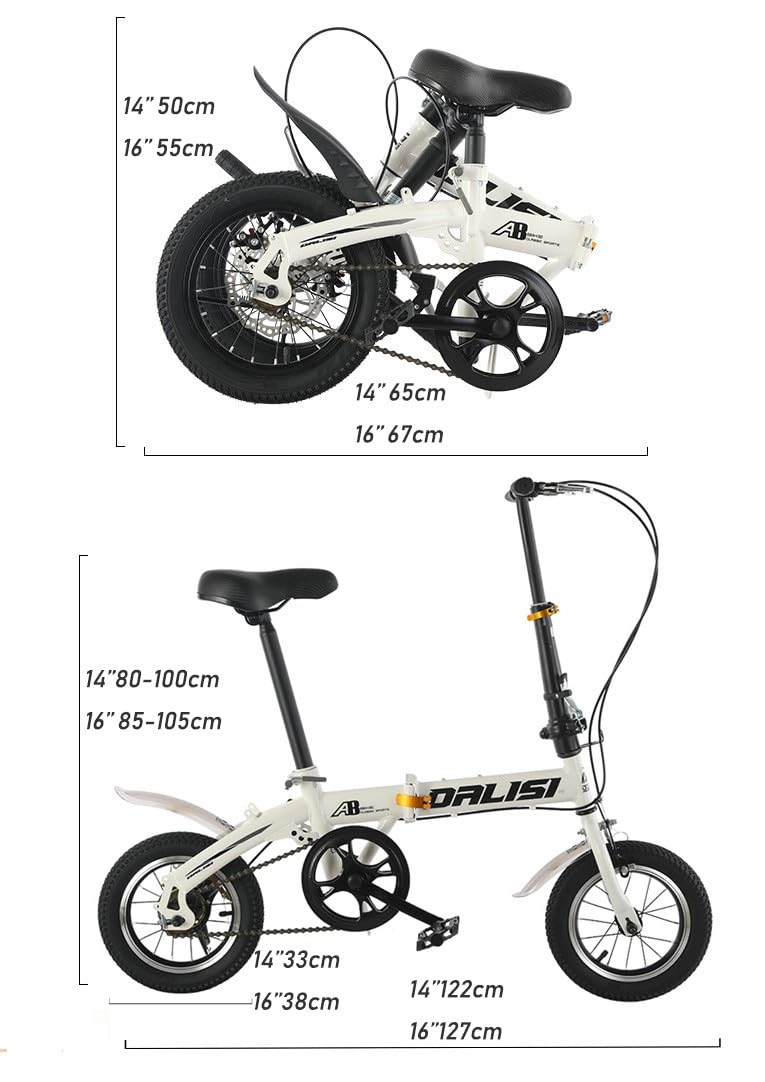 Vélo Pliant Adulte 14/16 Pouces, Vélo Pliant Ville Vitesse Variable, Vélo Pliant Portable Léger pour Étudiants Et Navetteurs Urbains B,14