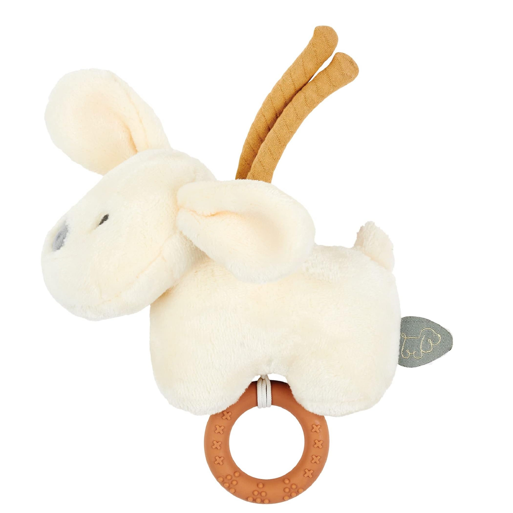 Nattou Pram Toy Charlie the Dog Musical Plush Toy with Teething Ring, Sleeping Aid, Integrated Music Box, No Batteries Needed, Hand Washable, PETA-Approved Vegan, Vanilla, 20 cm