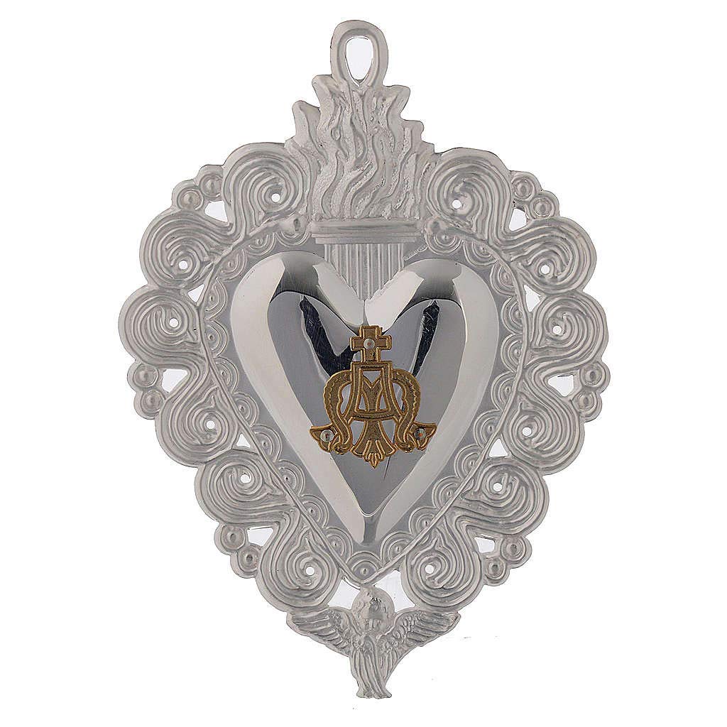 Holyart Cuore votivo Ave Maria 9.5x7.5 cm, Argento