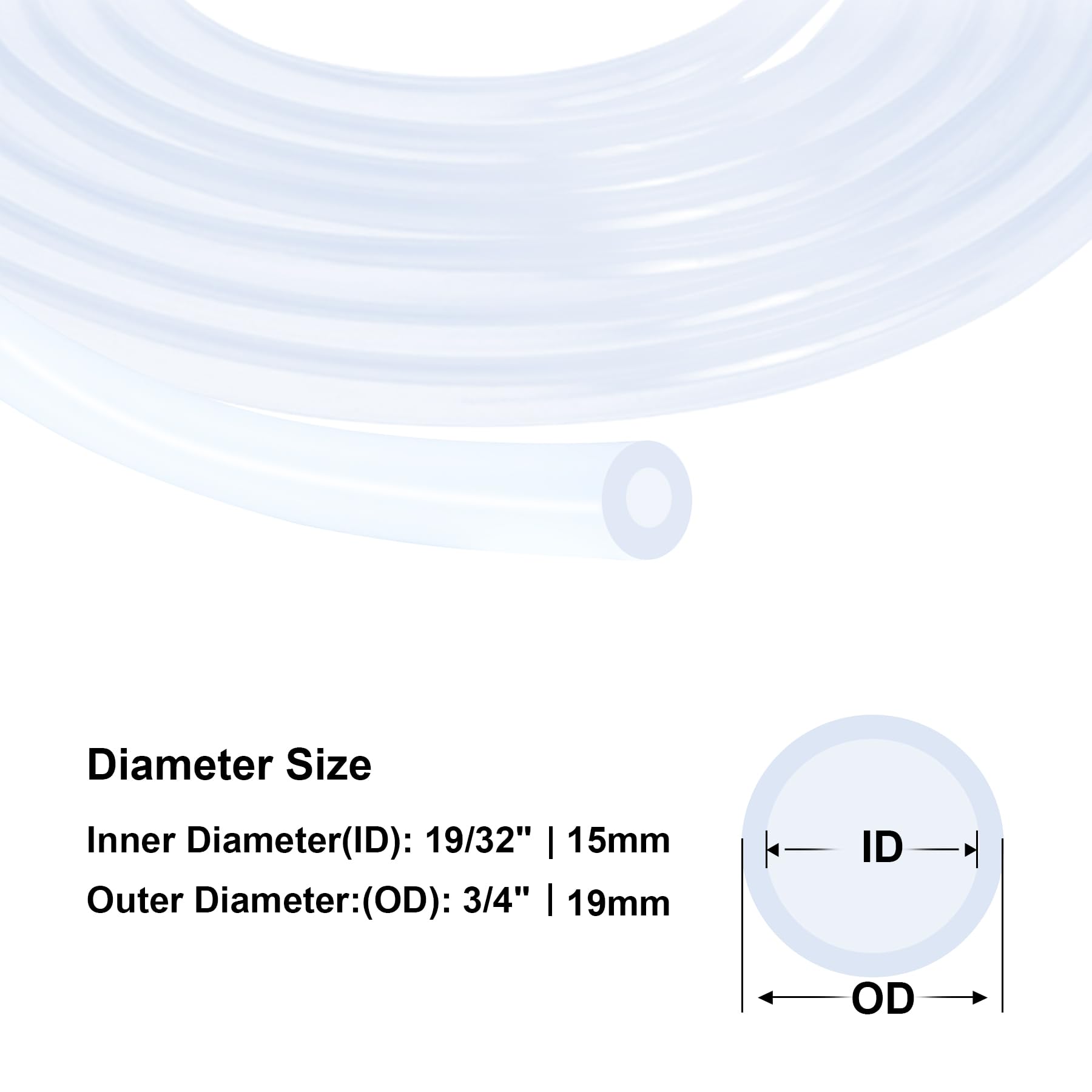 Tube en silicone flexible, 1,5 m, intérieur 15 mm x extérieur 19 mm, qualité alimentaire, tuyau d'arrosage pour pompe