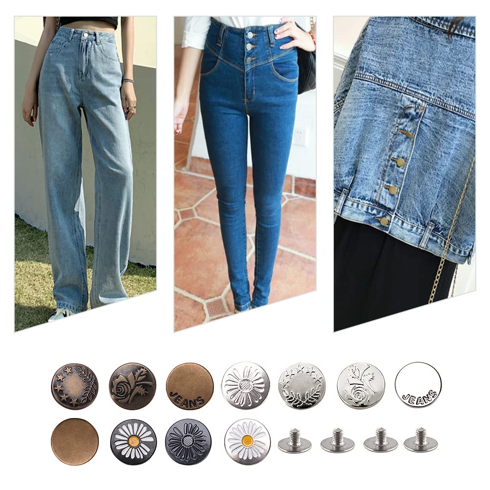 Sostituzione bottoni istantanei riutilizzabili Bottoni jeans Bottoni jeans Kit di ricambio per jeans, jeans, giacche