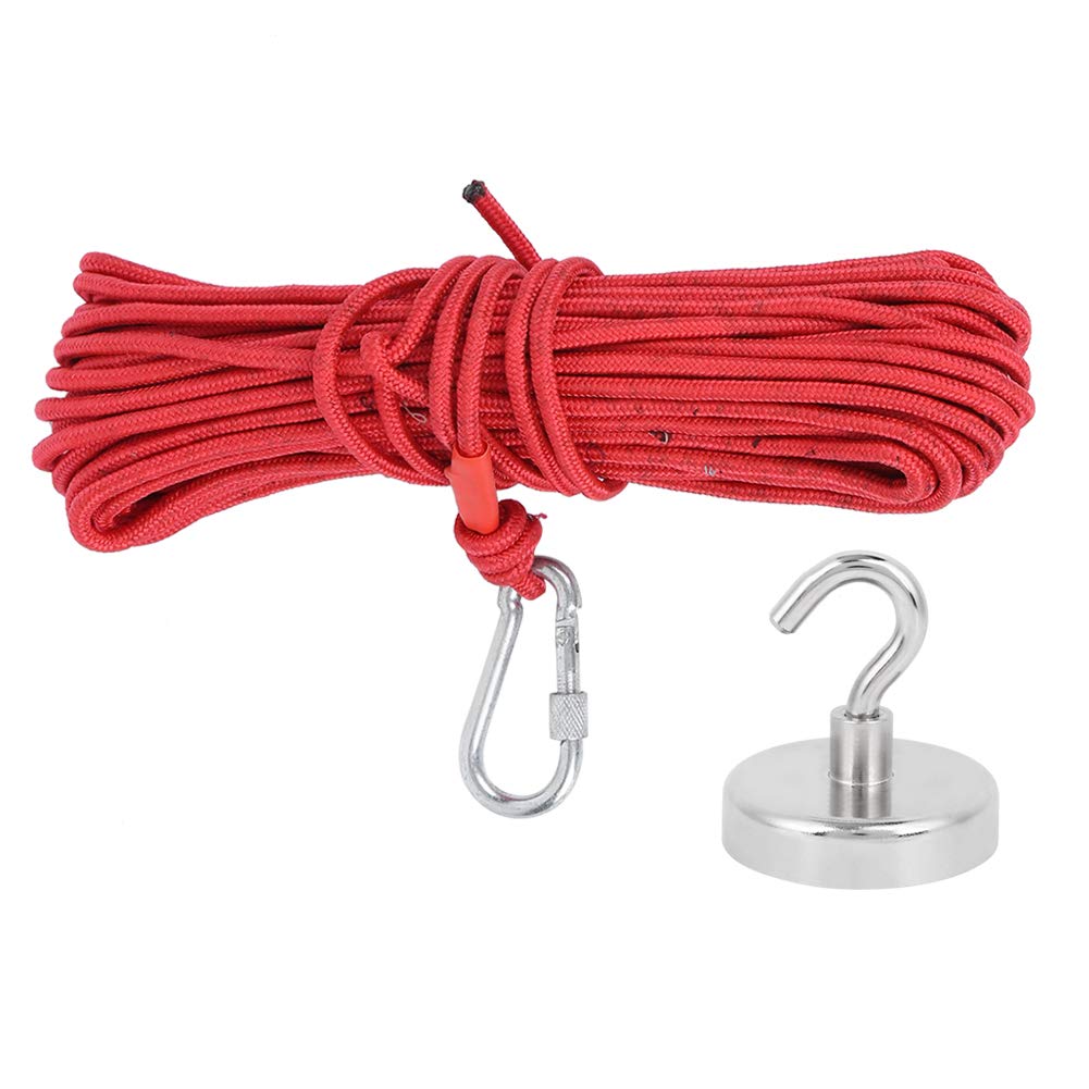 Crochet Magnétique Accessoire De Pêche Chasse à La Rivière Anti-fissuration 362lbs + 20 Mètres Corde Rouge Force De Traction Aimant Rond En Néodyme, Aimant Super Puissant De Qualité Idéal Pour Et De R