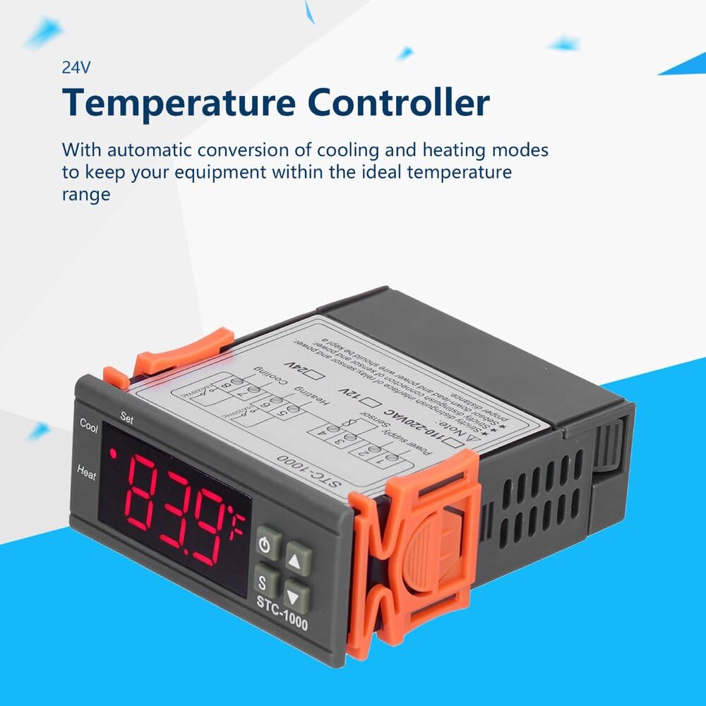 Digital Temperature Controller, Cooling and Heating Temperature Controller with NTC Sensor, Digital Display Temperature Controller, 24V Temperature Controller for STC-1000