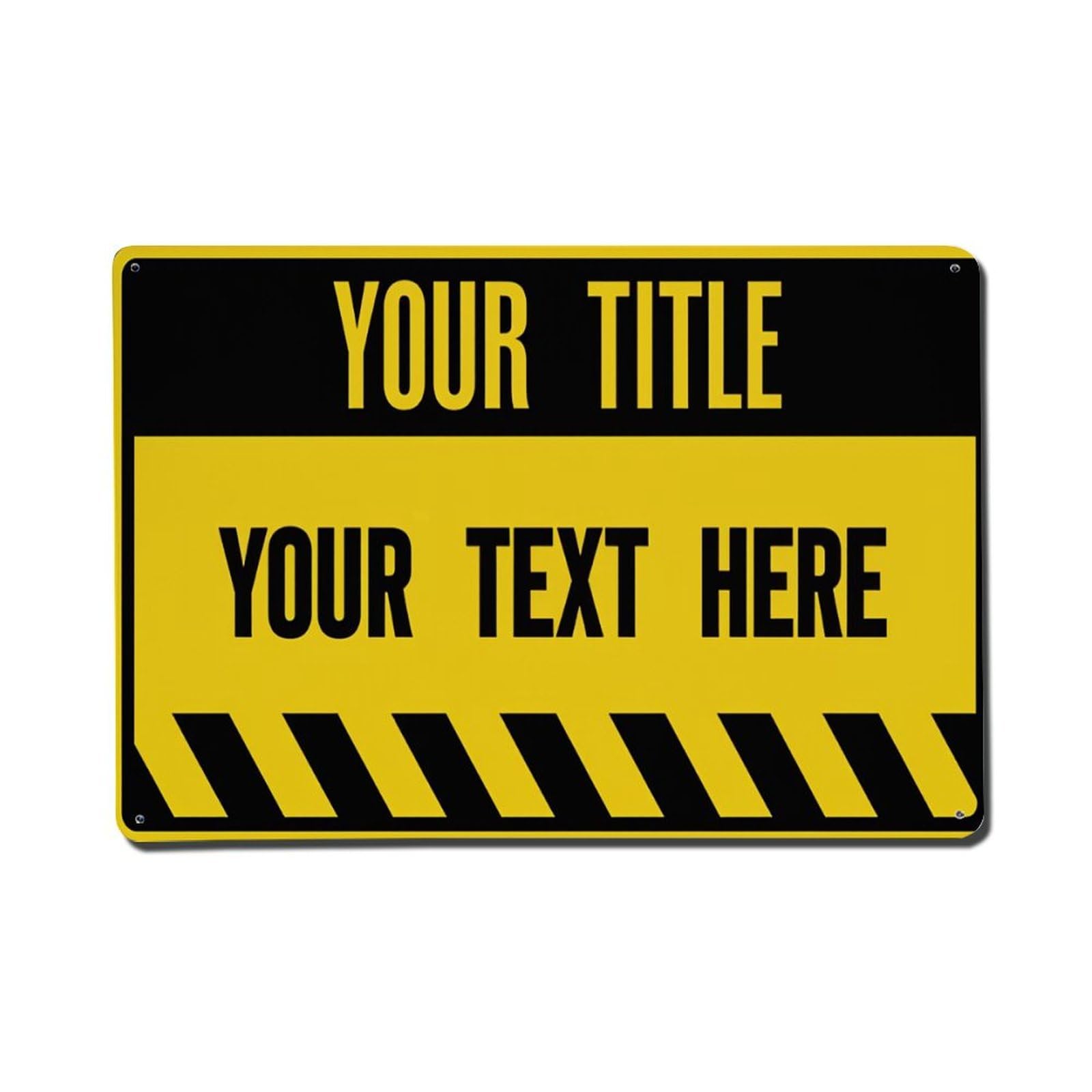 Yellow Black Warning Sign Pattern Tin Sign Vintage Metal Poster, Home Bar Garage Man Cave Cafe Indoor & Outdoor Wall Decoration 8x12Inches