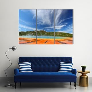Vivid Colors of Grand Prismatic Spring Wall Art Decor Poster Painting on Canvas Print Pictures 3 Pieces Wall Picture 3 Panel Canvas Print Paintings for Wall Stretched and Framed Ready to Hang Gift