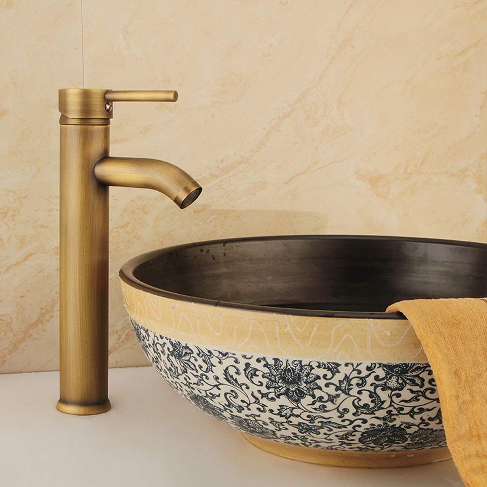 Rubinetto Bagno Lavabo, Miscelatore Lavabo Monocomando, Stile Vintage Ottone Rubinetto Bagno, Per Acqua Calda E Fredda Disponibile, Valvola In Ceramica, Per Bagno o Avabo Bagno, Bronzo