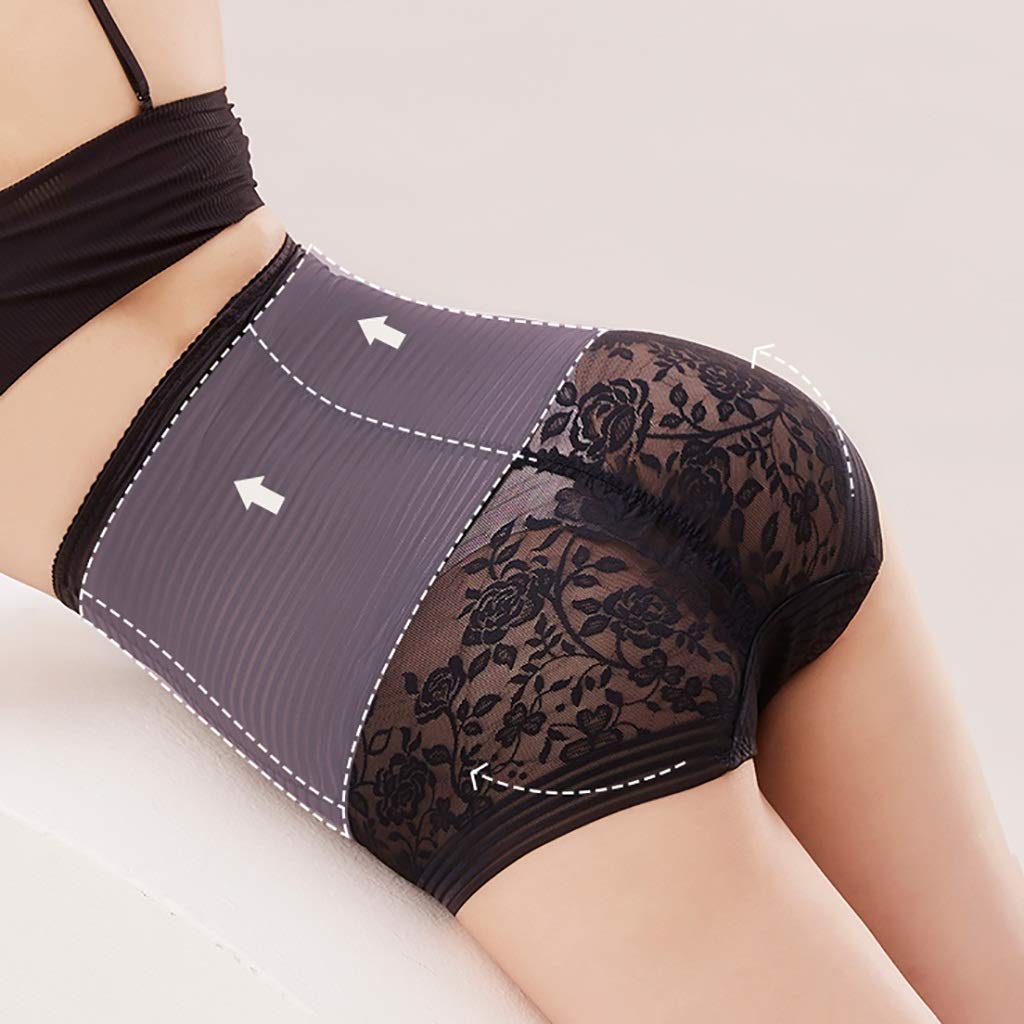 Bragas Braguitas Tangas Señoras del Verano Peinados De Algodón Y Encaje Completa Maxi Estiramiento Breve Bragas Alta Subida del Bragas, Paquete De 3(E,Large)