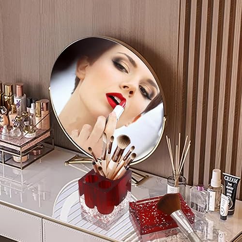 Miniatura 8 de LUANT Juego de accesorios de baño de resina de 5 piezas con jabonera dispensador soporte para cepillo de dientes y vaso color rojo