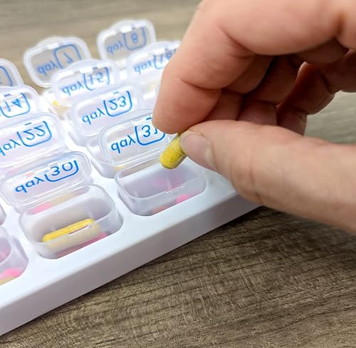 Miniatura 2 de Organizador de pastilleros mensuales de 31 días con cápsulas de medicamentos extraíbles diarias, gran dispensador de medicamentos para viajes