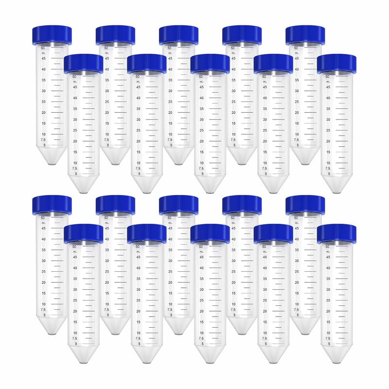 Labxprt Centrifuge Tube Conical Bottom 50ml Size - 119mmX29mm with Screw Caps, Pack Of 20 Polypropylene Container Microcentrifuge Tube with Graduated Marks For Lab Laboratory-image-5