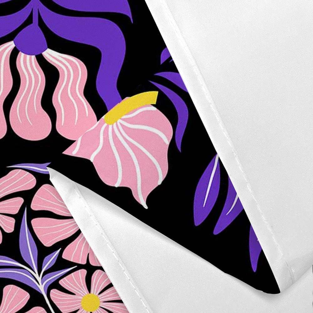 JAWO Retro Patchwork Floral Shower Curtain, Mid - Century Modern Boho Bathroom Decor with Pink and Purple Botanical Patterns, Waterproof Fabric Shower Curtain Sets with Hooks, 69X84IN