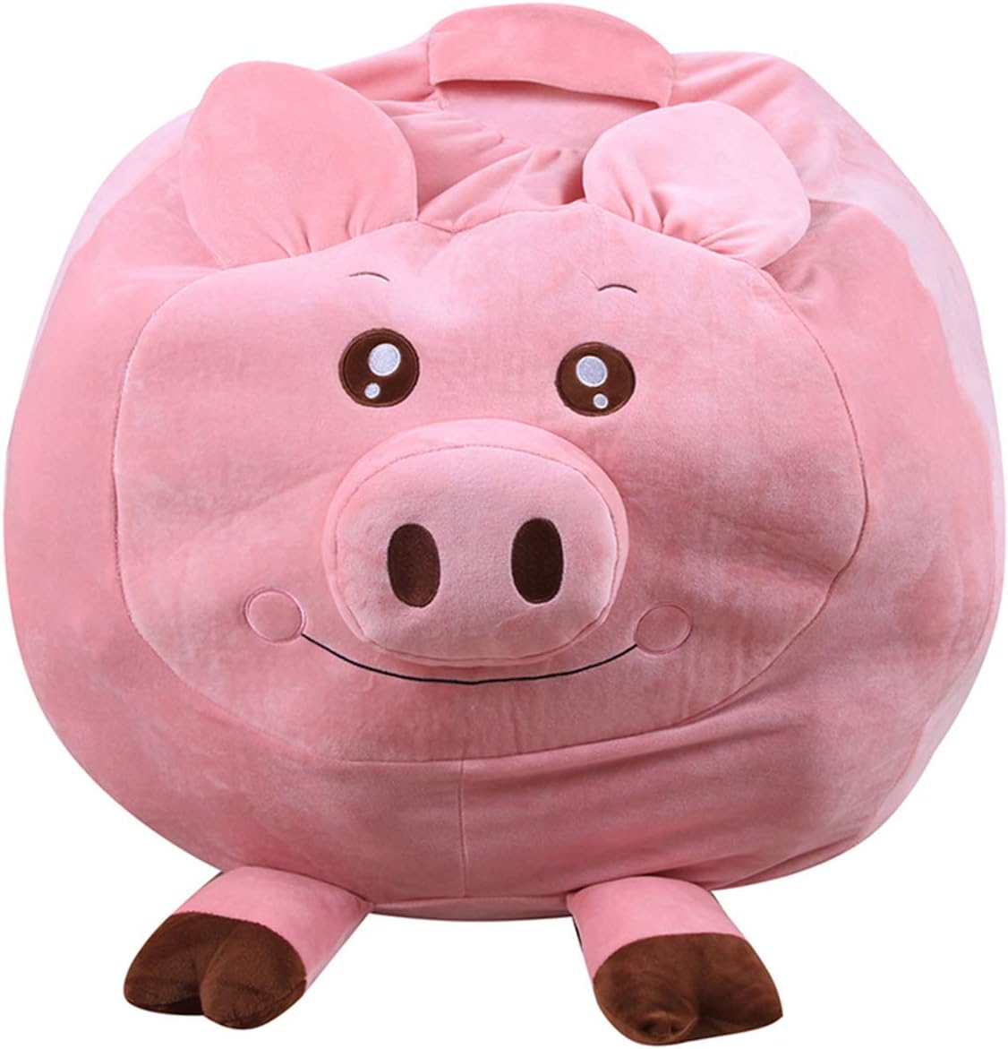 Stuffed Animal Storage Bean Bag Chair Soft Premium Corduroy Stuffable Beanbag for Organizing Children Plush Toys or Memory Foam Extra (No Filler),Little Pig