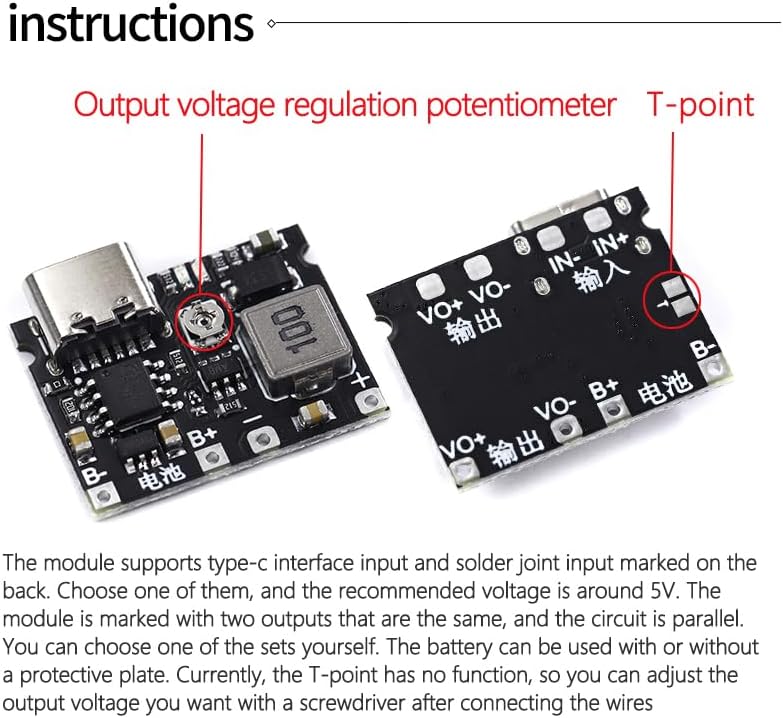 Module highlighting the output voltage regulation potentiometer