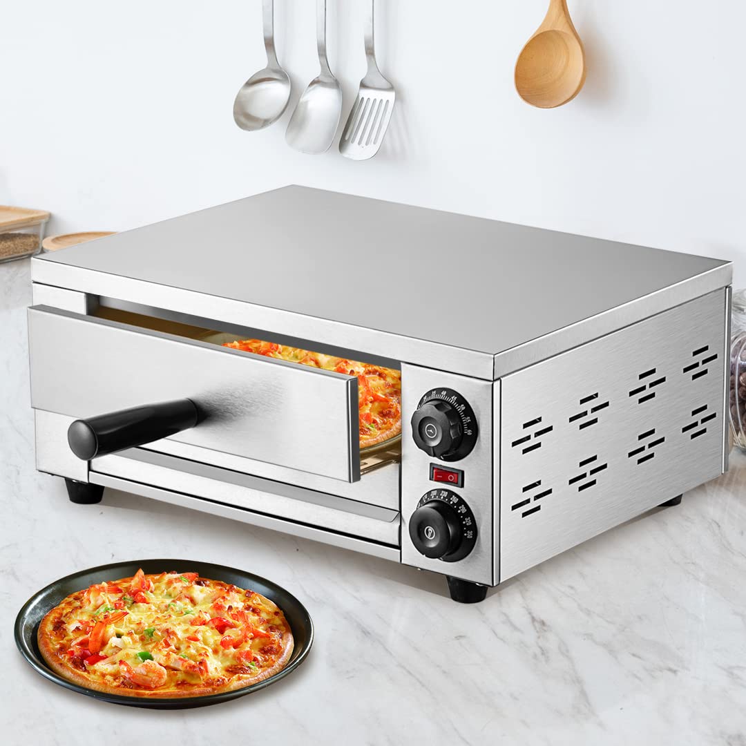 Amazon.com: VEVOR Horno eléctrico de pizza de 12 pulgadas, horno de pizza  comercial para encimera, pizza, panadero de acero inoxidable con asa y  bandeja de pizza extraíble, horno de pizza para cocina,