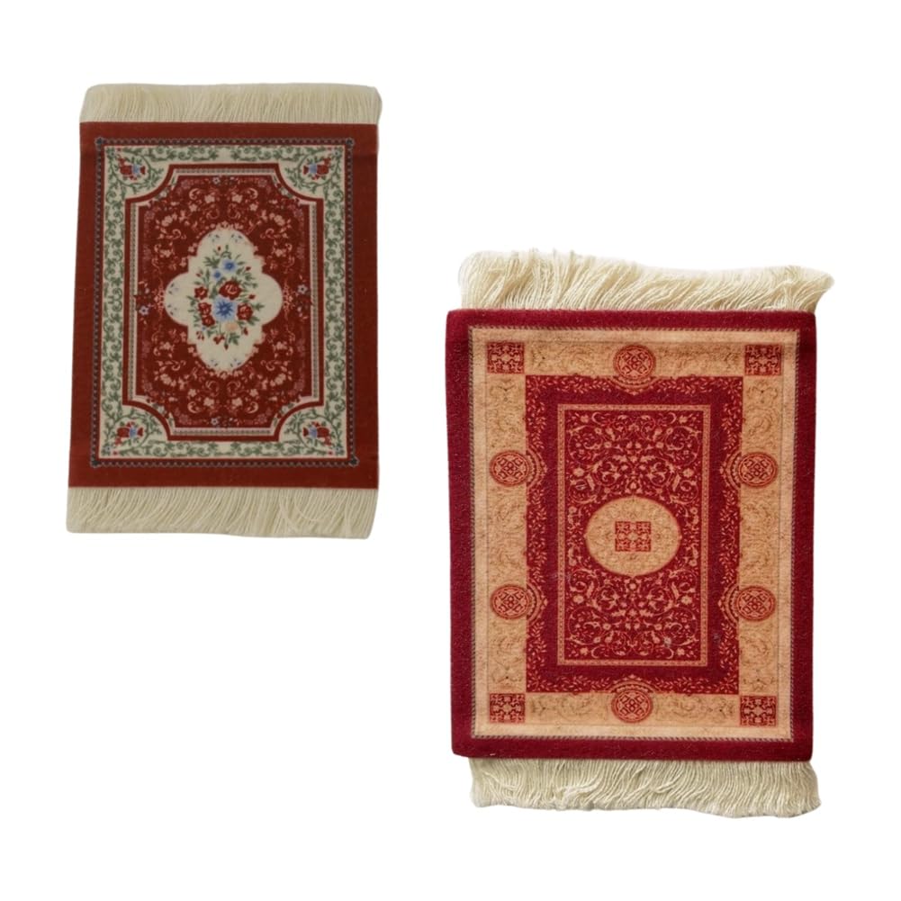Vjsujehgy Mini Persian Woven Coasters Carpet Pattern Coaster Dining Table Decoration Technology.Red
