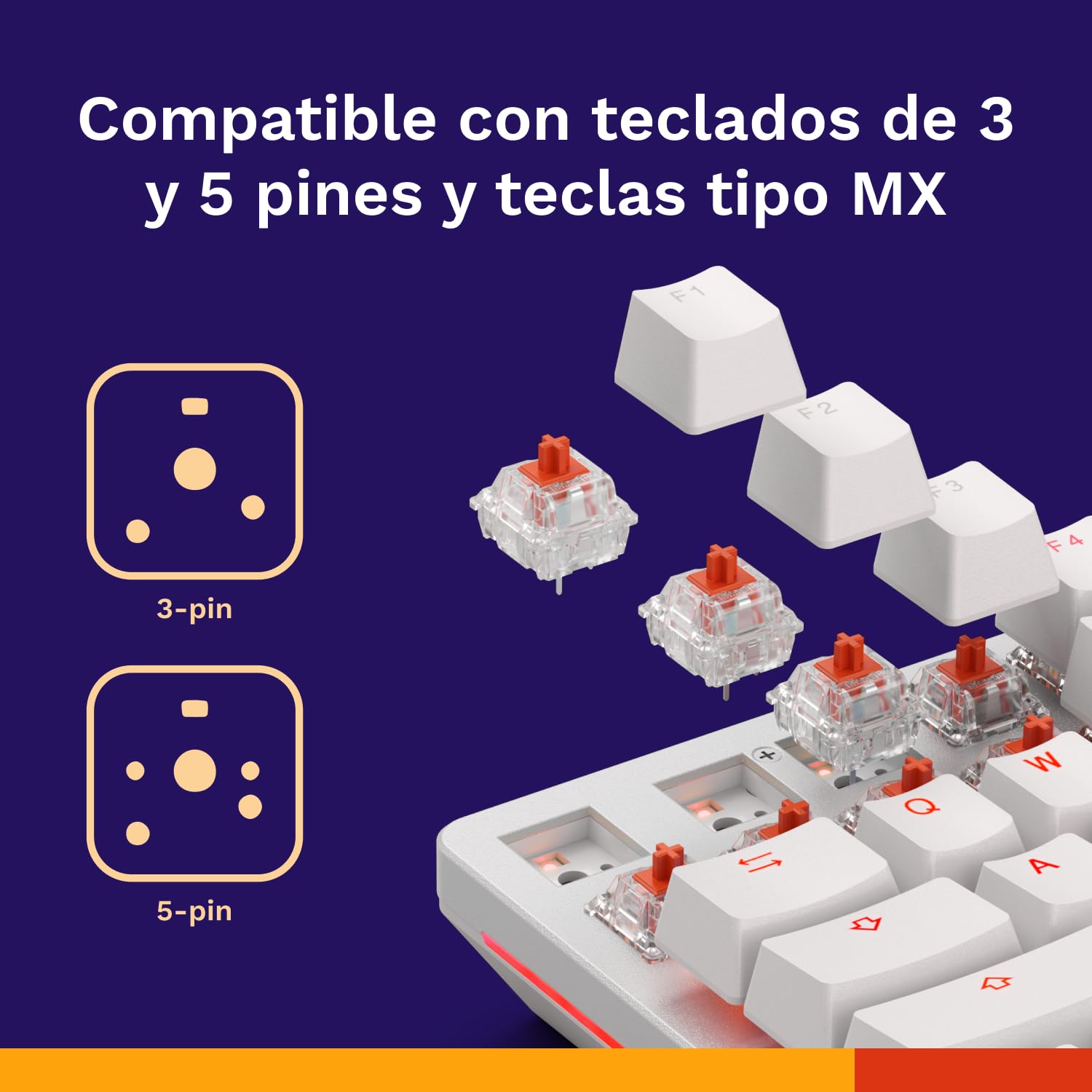 GLORIOUS Switches Fox 110 Pzs para Teclado Mecánico Lineales 3 Pines