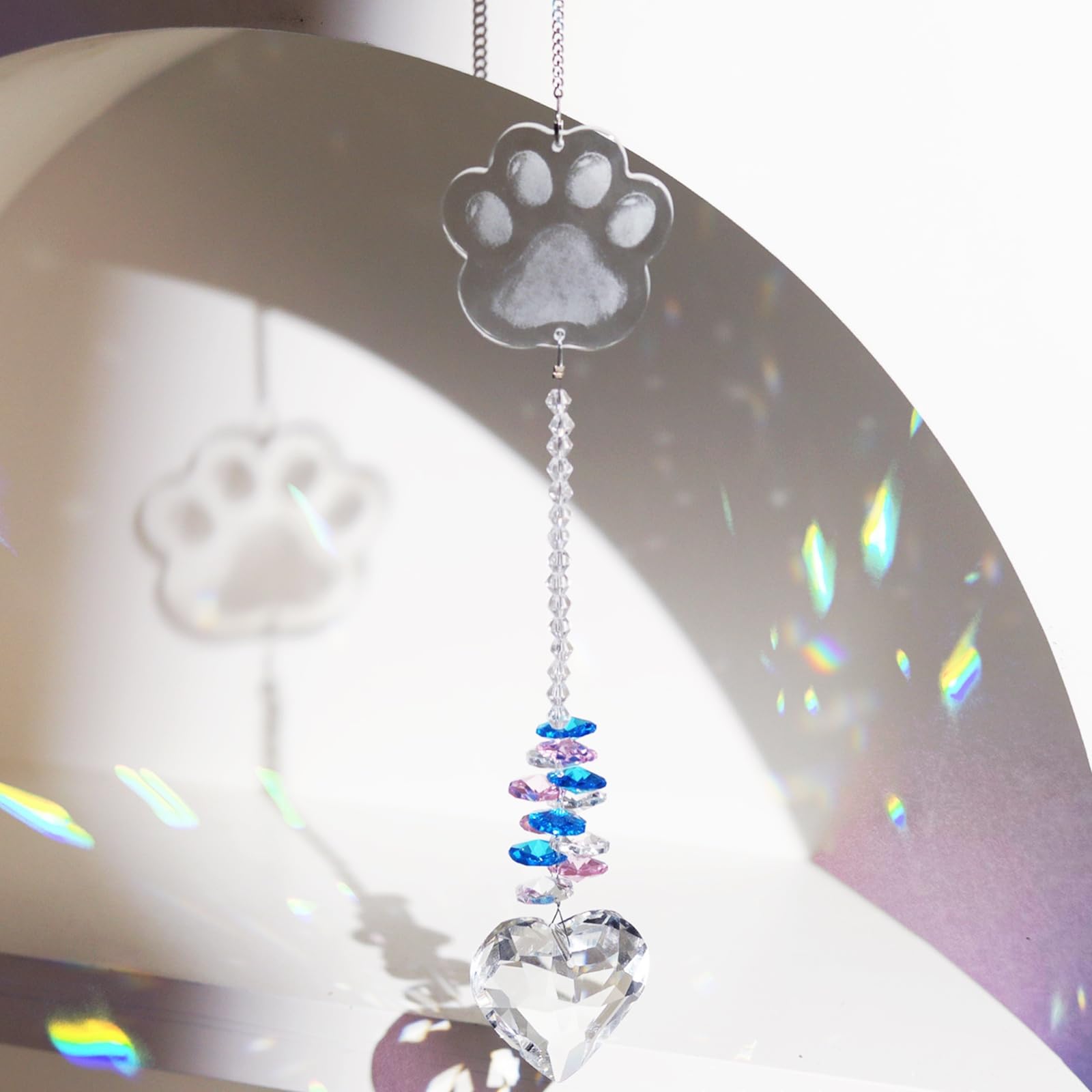 Pet Paw Print Memorial Gifts Crystal Suncatcher, Thoughtful Dogs and Cats Remembrance - Image 2