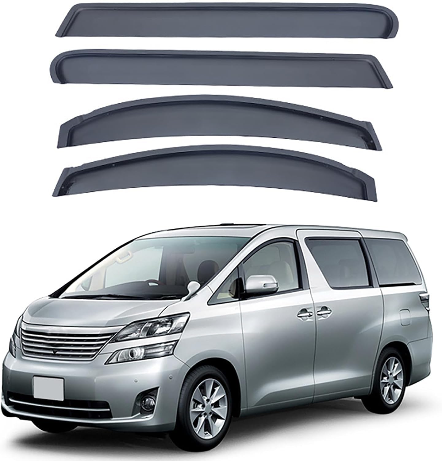 ZADIKO Wind Deflectors for Toyota Vellfire MK2-AH20 2009-2014 Window Wind Deflector Visor Rain Smoke Guards Automotive Accessories Door Rain Deflectors