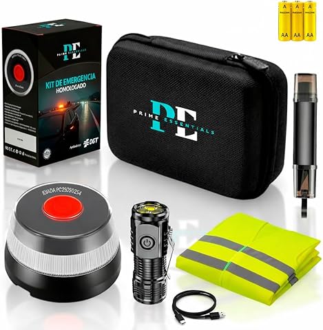 Baliza V16 homologada dgt con geolocalizador I Luz de emergencia V16 Homologado DGT 3.0 con geolocalización I Exigible a partir de 2026 I Kit de Emergencia Completo Para coche y moto