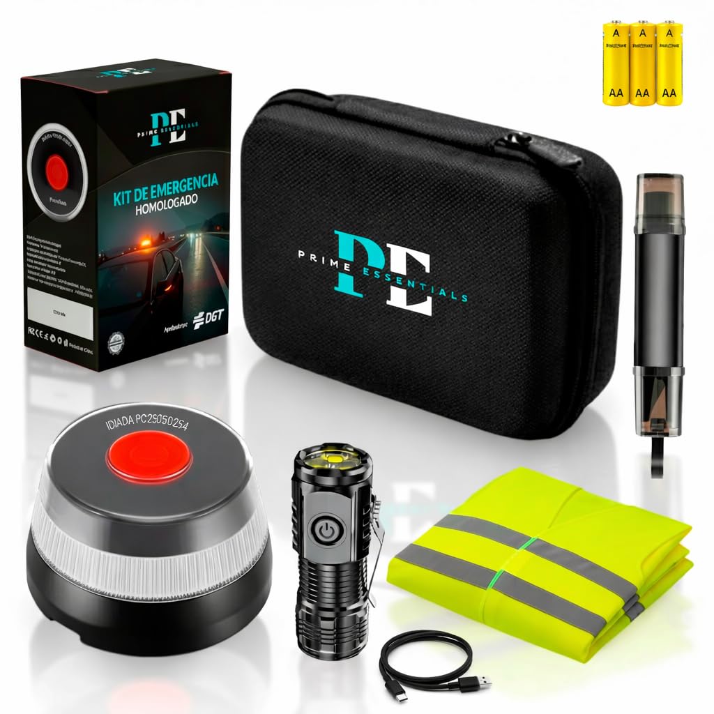 Beacon V16 approved dgt with geolocator I Emergency light V16 Approved DGT 3.0 with geolocation I Required from 2026 I Complete Emergency Kit For car and motorcycle