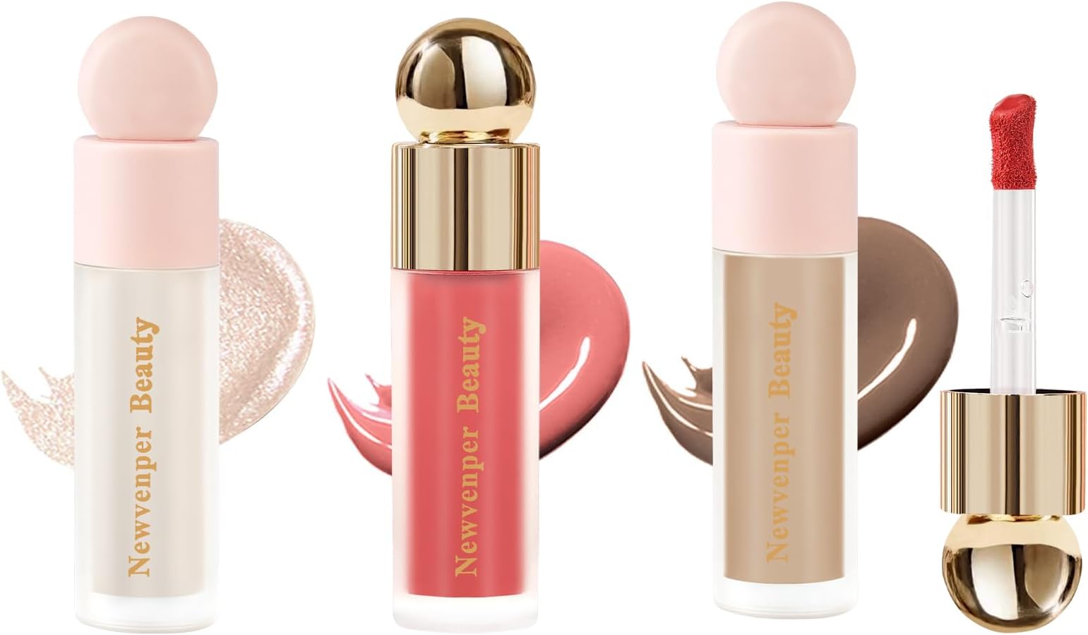 Liquid Contour,Liquid Highlighter, Blush with Face Brush Long Lasting Smooth Lightweight Smudge Proof Contour+ Blush+ Highlighter