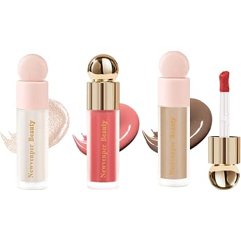 Contour+ Highlighter+ Face Blush with Face Brush, Long-Lasting and Smooth Liquid Blush Liquid Highlighter + Contour