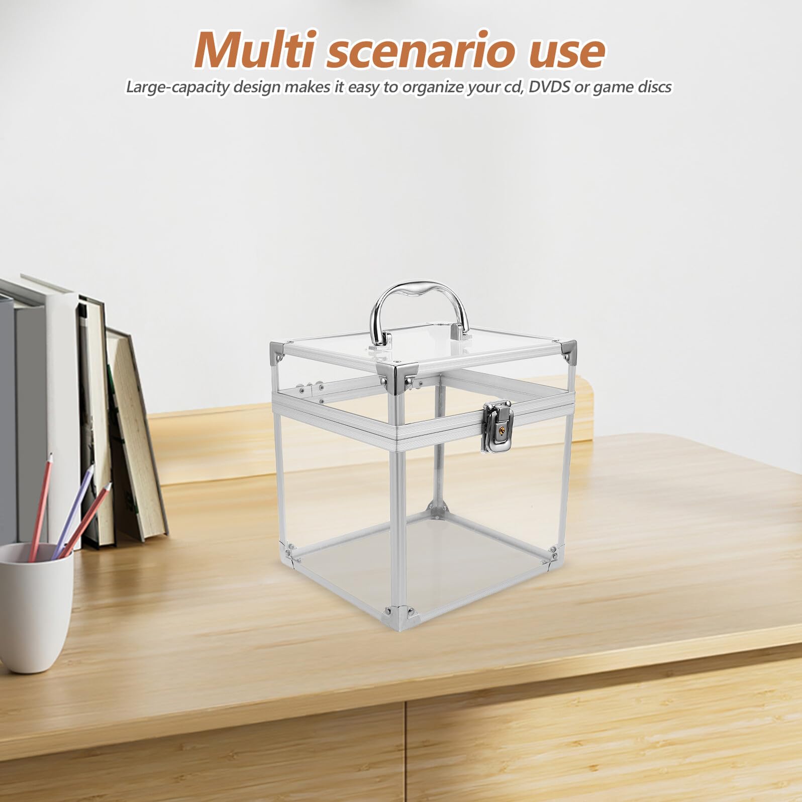 SHINEOFI Scatola Porta Vinili in Acrilico con Manici, Organizer per CD e Dvd, Grande Capacità di Archiviazione per Scrivania e Camera da Letto Elegante e Funzionale