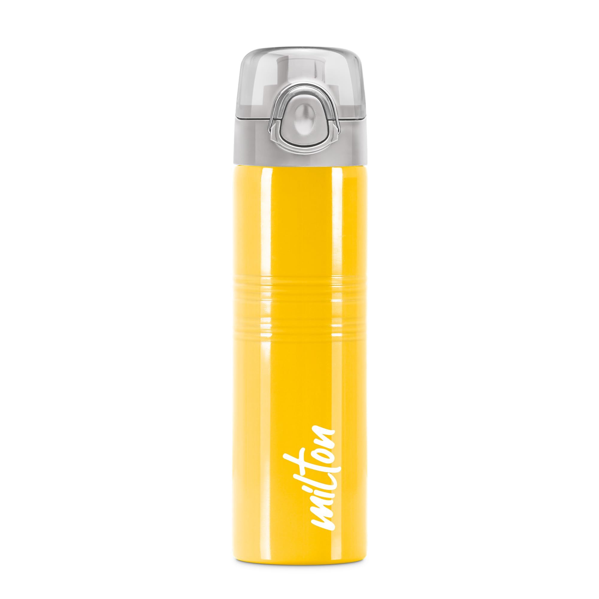MILTON Vogue 750 Stainless Steel Water Bottle with One Touch Safety Lock, 750 ml Water Bottles, Single Walled, Leak-Proof, Rust-Free Steel Bottle, Easy Grip, Easy to Carry, Travel Bottle, Yellow