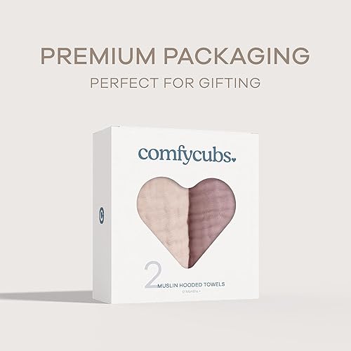Miniatura 5 de Comfy Cubs Paquete de 2 toallas de bebé con capucha, grandes de 32 x 32 pulgadas, 6 capas de 100% algodón de muselina para bebés, niños pequeños,