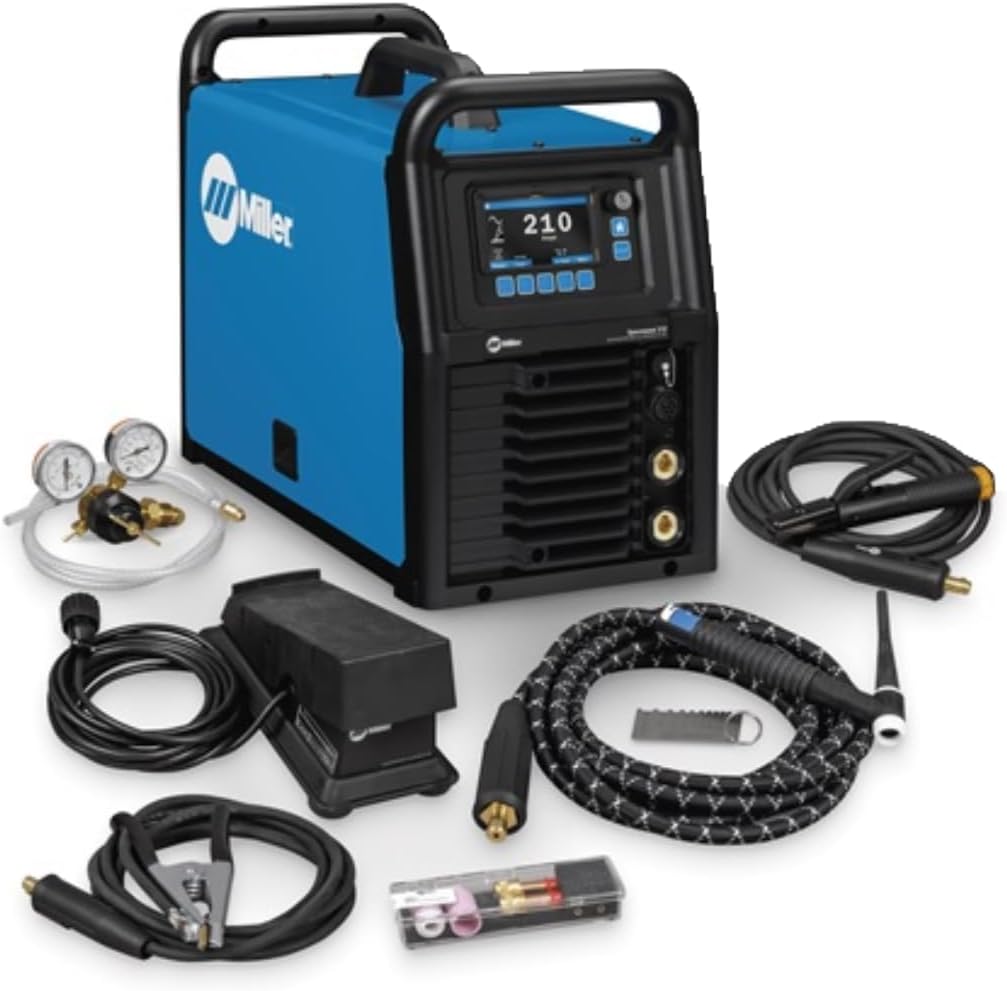 Miller Syncrowave 212 Air Cooled Package - AC/DC Tig Welder with Auto-Set™ Technology - Steel, Stainless Steel & Aluminum Welder - TIG Welding Machine LCD Interface - Coolmate 1S Ready