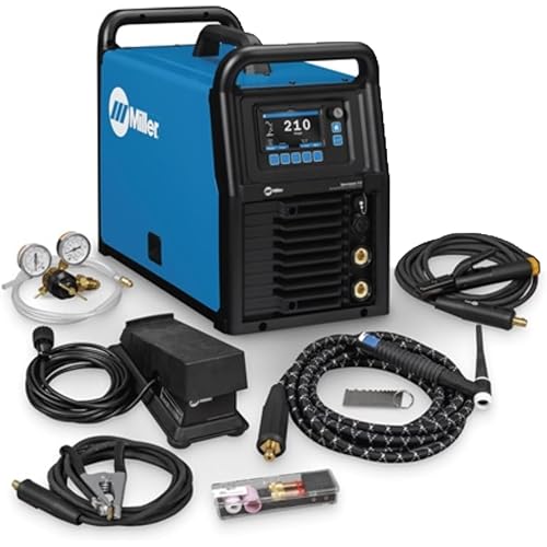 Miller Syncrowave 212 Air Cooled Package - AC/DC Tig Welder with Auto-Set™ Technology - Steel, Stainless Steel & Aluminum Welder - TIG Welding Machine LCD Interface - Coolmate 1S Ready