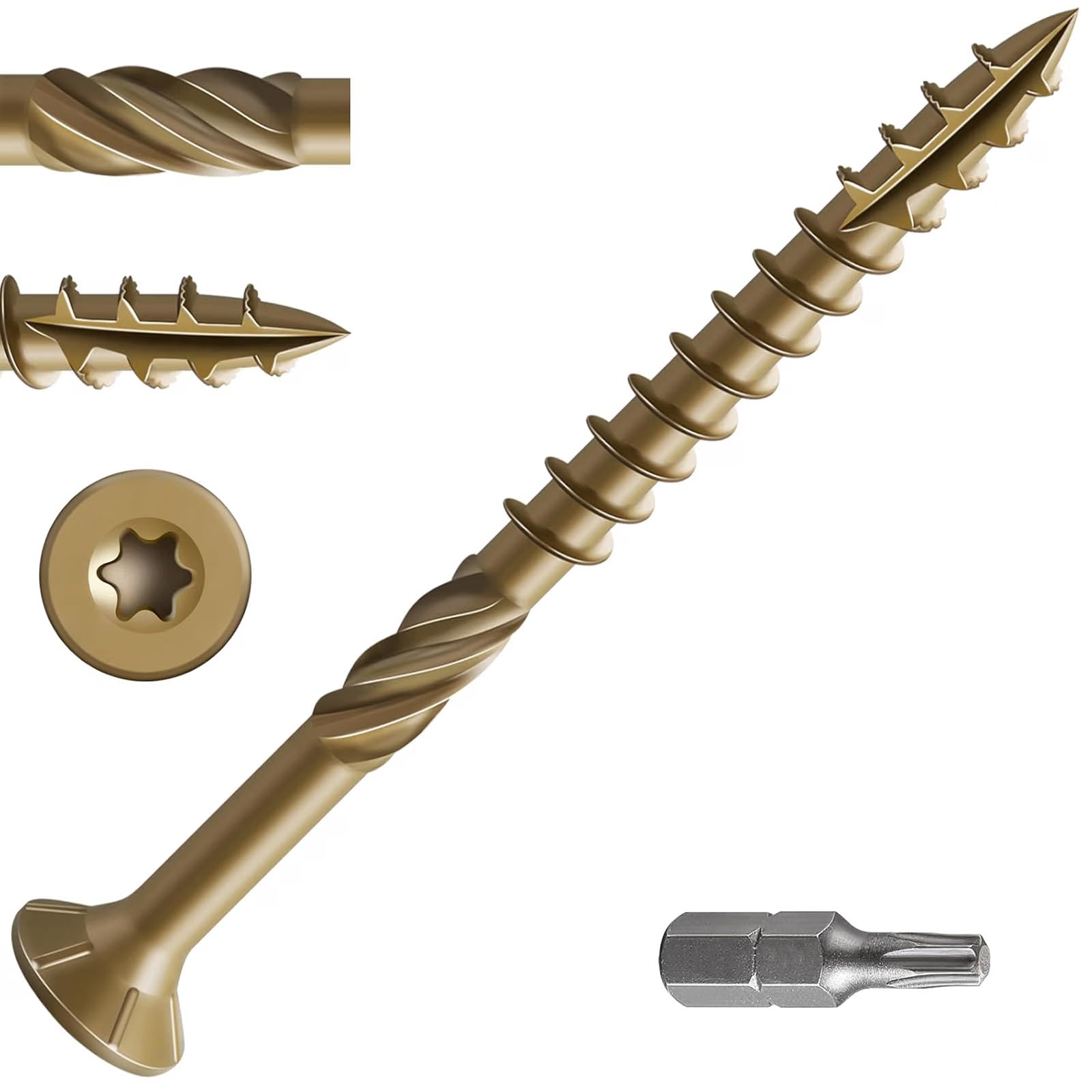 Wensilon #10 x 3 Deck Screws, 137PCS 2LB Bronze Exterior Wood Screws | Rust-Resistant Epo…